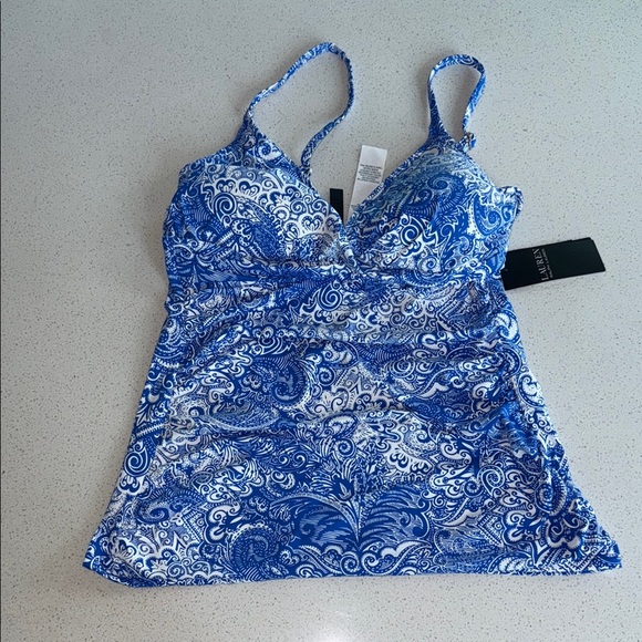Lauren Ralph Lauren Women's Blue Underwire Tummy Control Tankini Top 10 - Picture 2 of 10